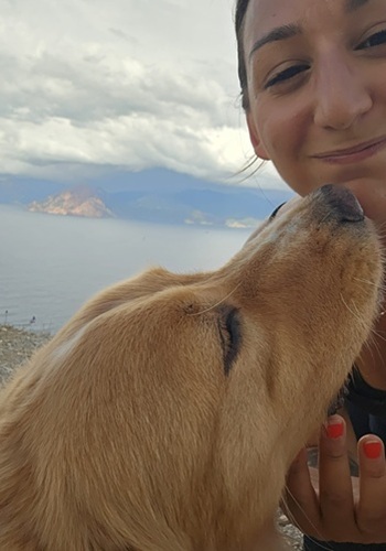 Asco, chien de type Berger croisé, en séance d’éducation canine en extérieur à la plage avec Déclic Canin à Ajaccio